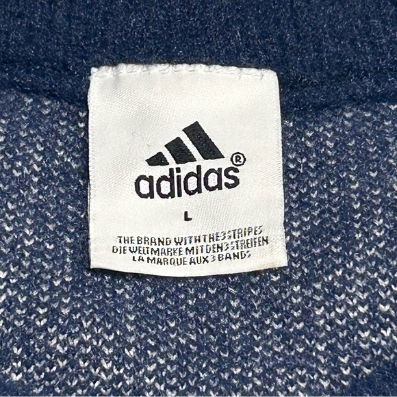 Vintage Adidas Y2K Colorblock Crewneck Knit Sweater Navy Blue Yellow Size Large - Picture 3 of 5